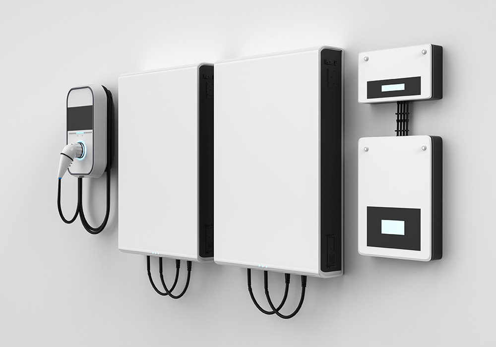 Zwei große Stromspeicher im Haus installiert, bereit zur Speicherung von Solarenergie.